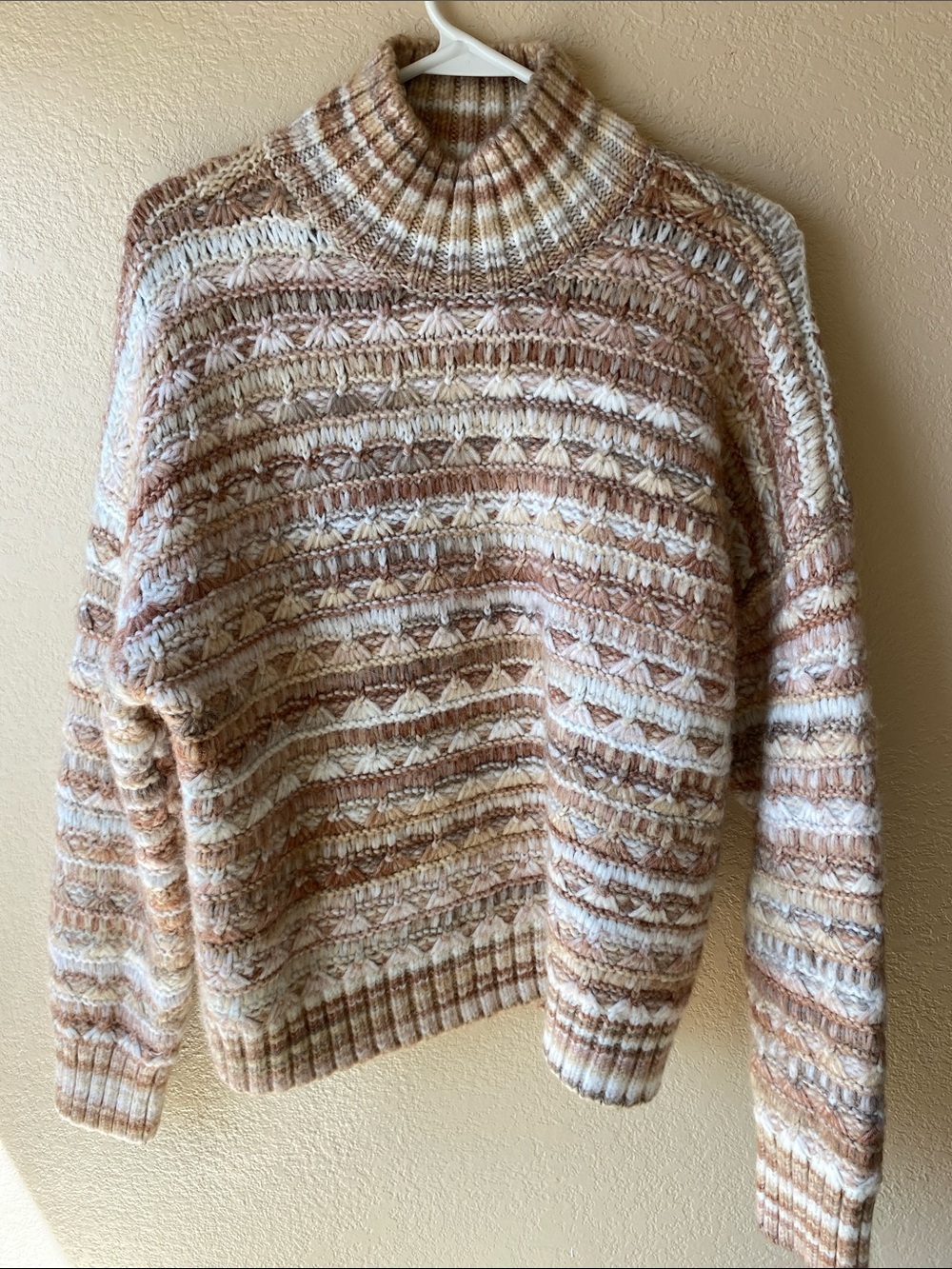 St. John's Bay Chunky Turtleneck Sweater in Cream and Brown